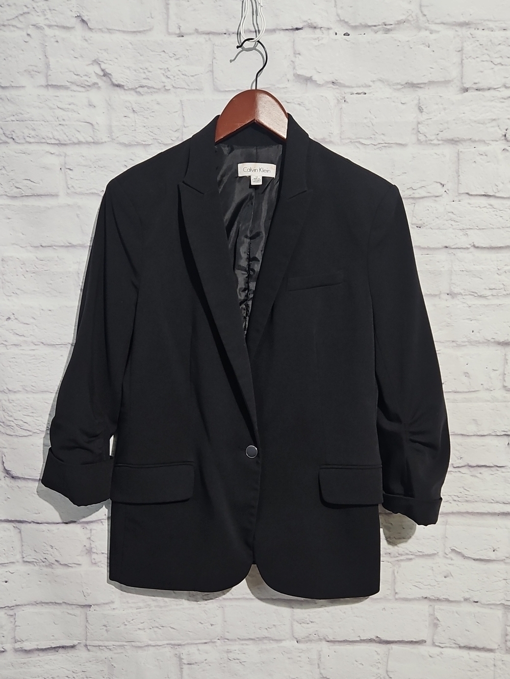 Calvin Klein Black Single-Button Notch Lapel Blazer